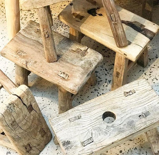 Raw Elm Wood Mini Stool