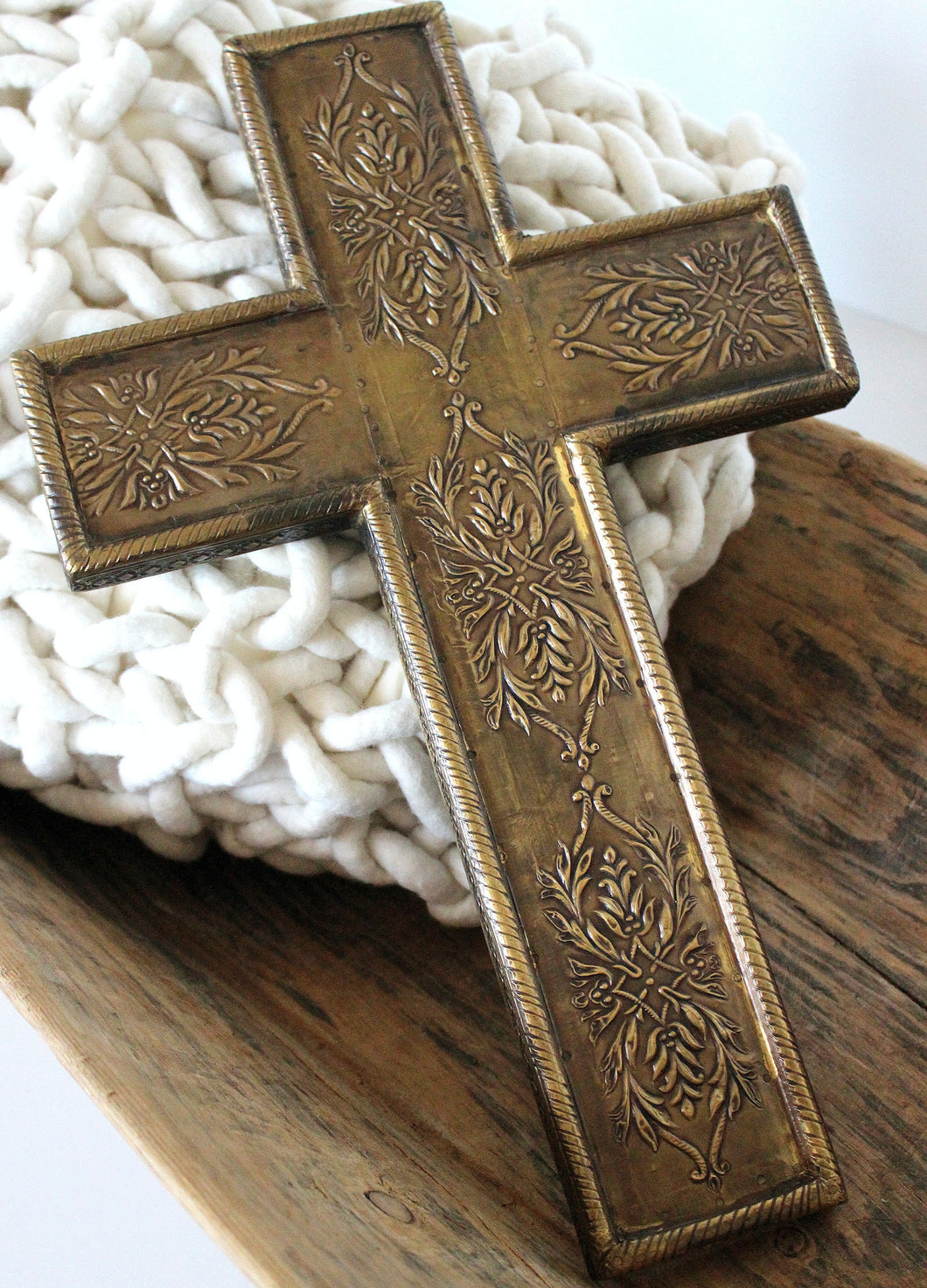 Brass imprinted cross