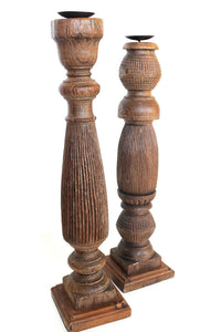 Indian hand carved pillar candle stick