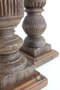 Indian hand carved pillar candle stick