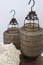 Load image into Gallery viewer, Antique Chinese paper wire hanging lanterns with wooden base
