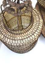 Load image into Gallery viewer, Antique Chinese paper wire hanging lanterns with wooden base
